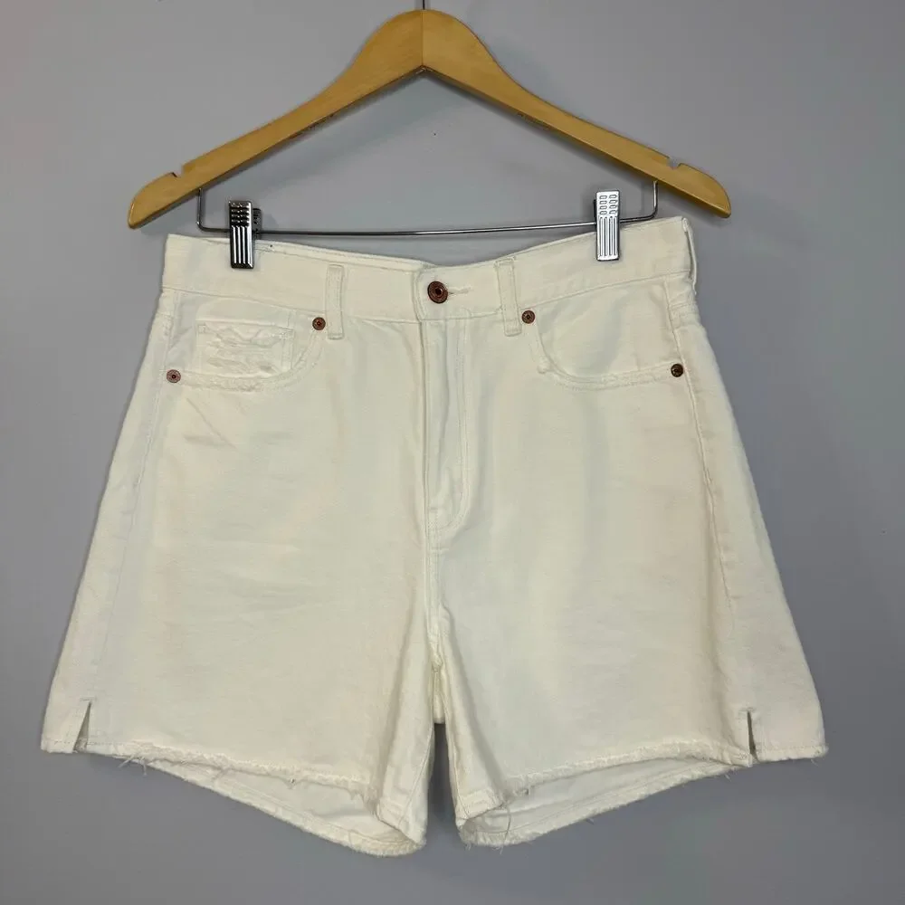 American Eagle Denim Baggy Mom Shorts White Women's 8 New